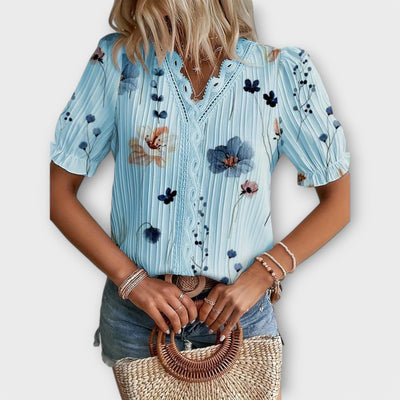 Emily - Fashionable Blouse with Pointed Neckline
