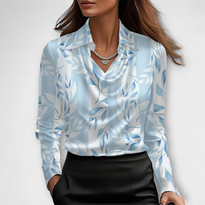 Shiny Blouse with Gathered Collar