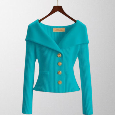 Olivia - Elegant Ribbed Cardigan with Gold Buttons