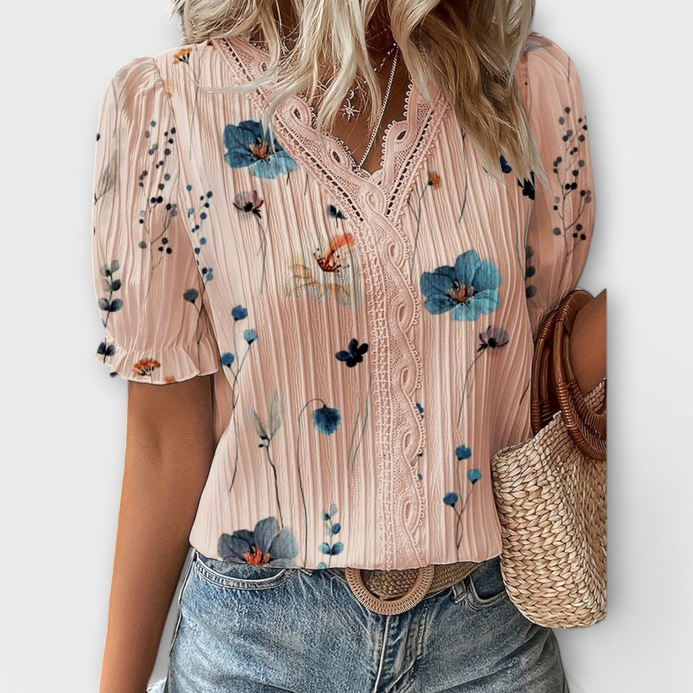 Emily - Fashionable Blouse with Pointed Neckline