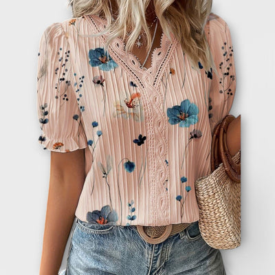Emily - Fashionable Blouse with Pointed Neckline