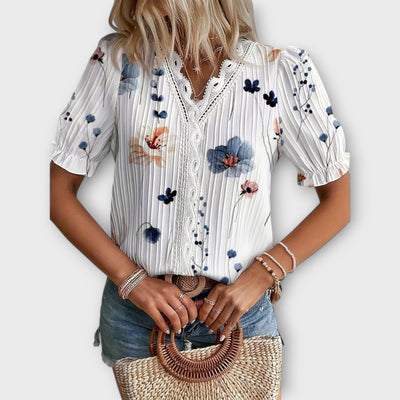 Emily - Fashionable Blouse with Pointed Neckline