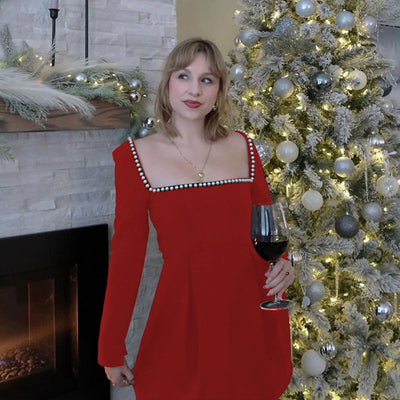 ALAIRE | Stylish Mini Dress With Long Sleeves And Open Back