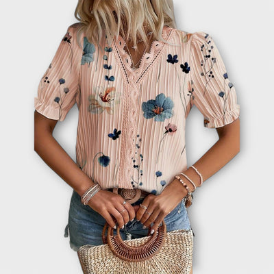 Emily - Fashionable Blouse with Pointed Neckline